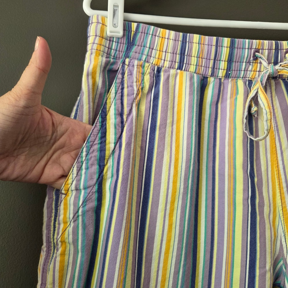 Free People Striped Saylor Poplin Pull On Shorts Purple Yellow Blue‎ Medium - Picture 3 of 6